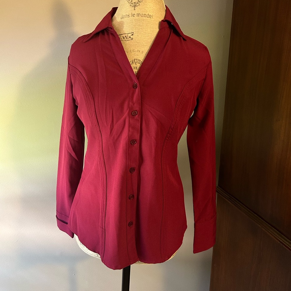 Women's Burgundy Button-Up Shirt